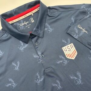 Walter Hagen 11 Majors USA Eagle Print Golf Polo Shirt Mens XL Blue